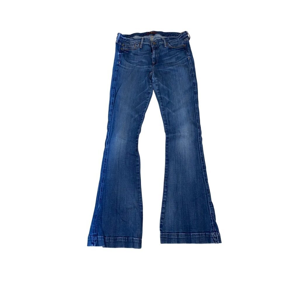 7 For All Mankind Womens Blue Flared Jeans Size 31 Cotton/Spandex